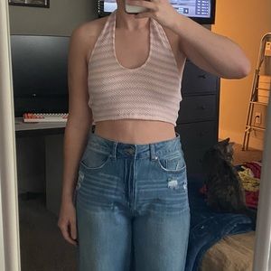 AMERICAN THREADS Knitted Halter Crop Top NWOT